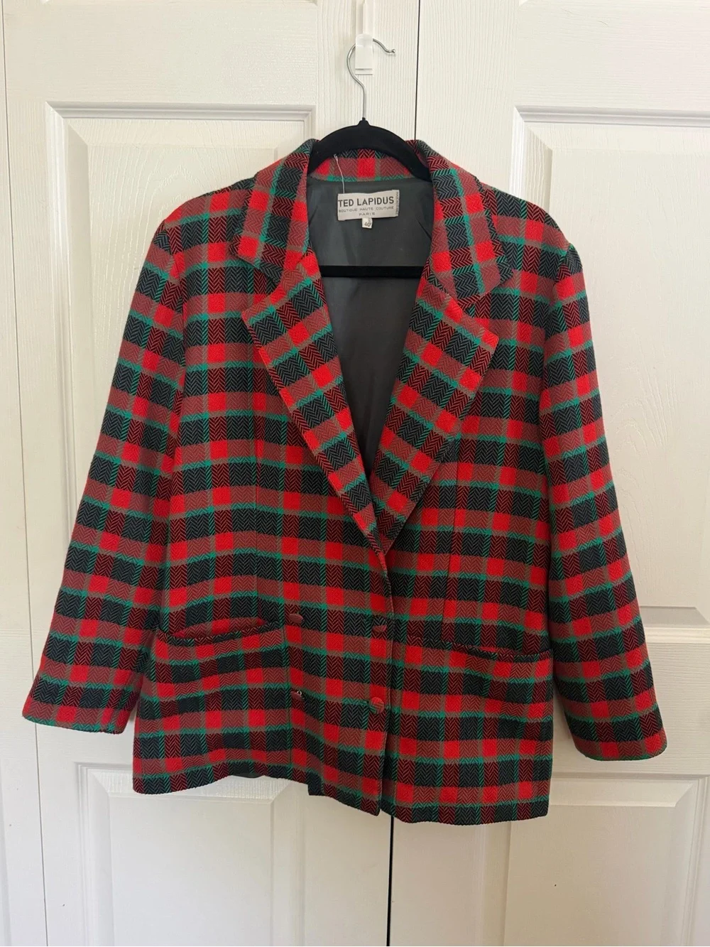 Ted Lapidus Men's Red & Green Plaid Sport Coat